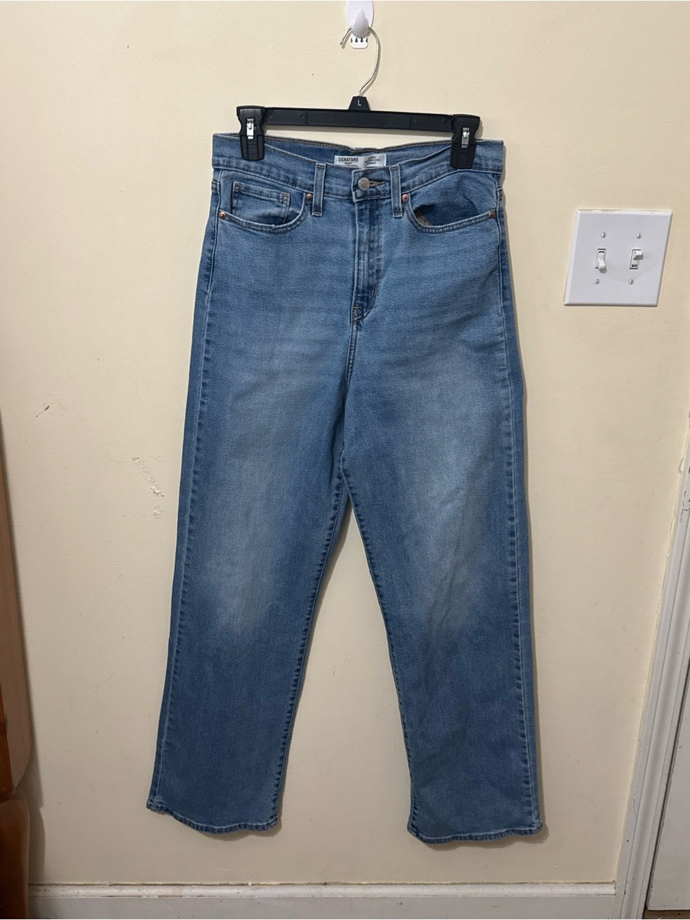 Signature Light Blue High-Rise Straight Jeans